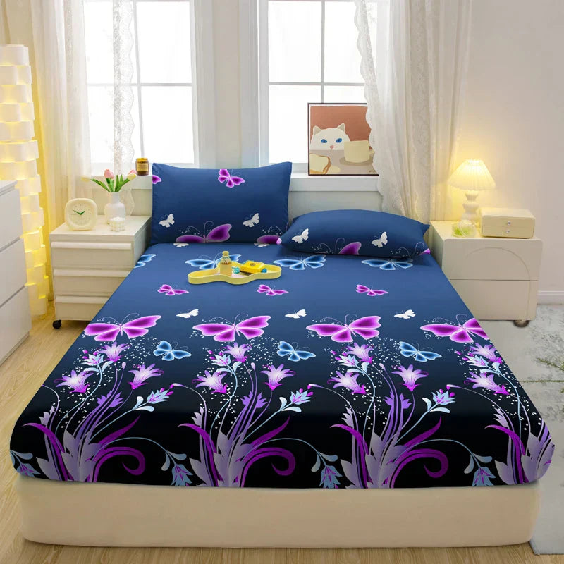 Draps de luxe motif papillon – Literie douce élégante pour chambre à coucher