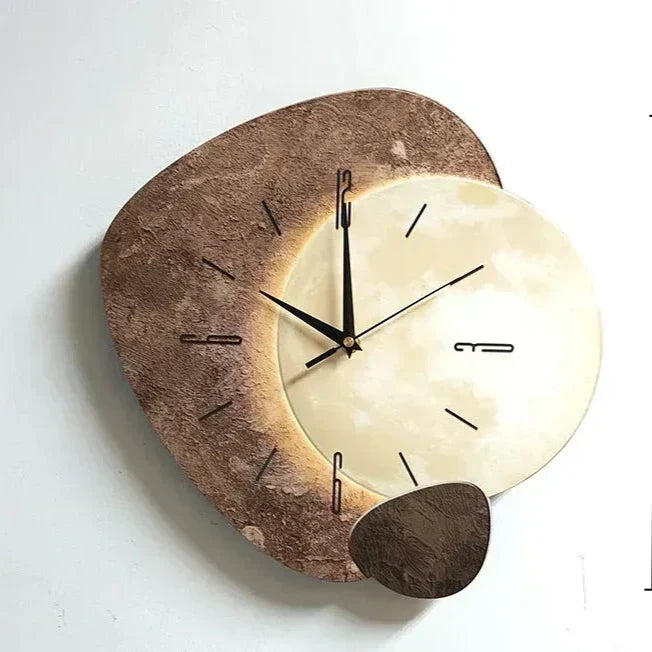 Horloge Murale en Bois – Décor Aesthétique Bureau avec Lampe USB Moderne
