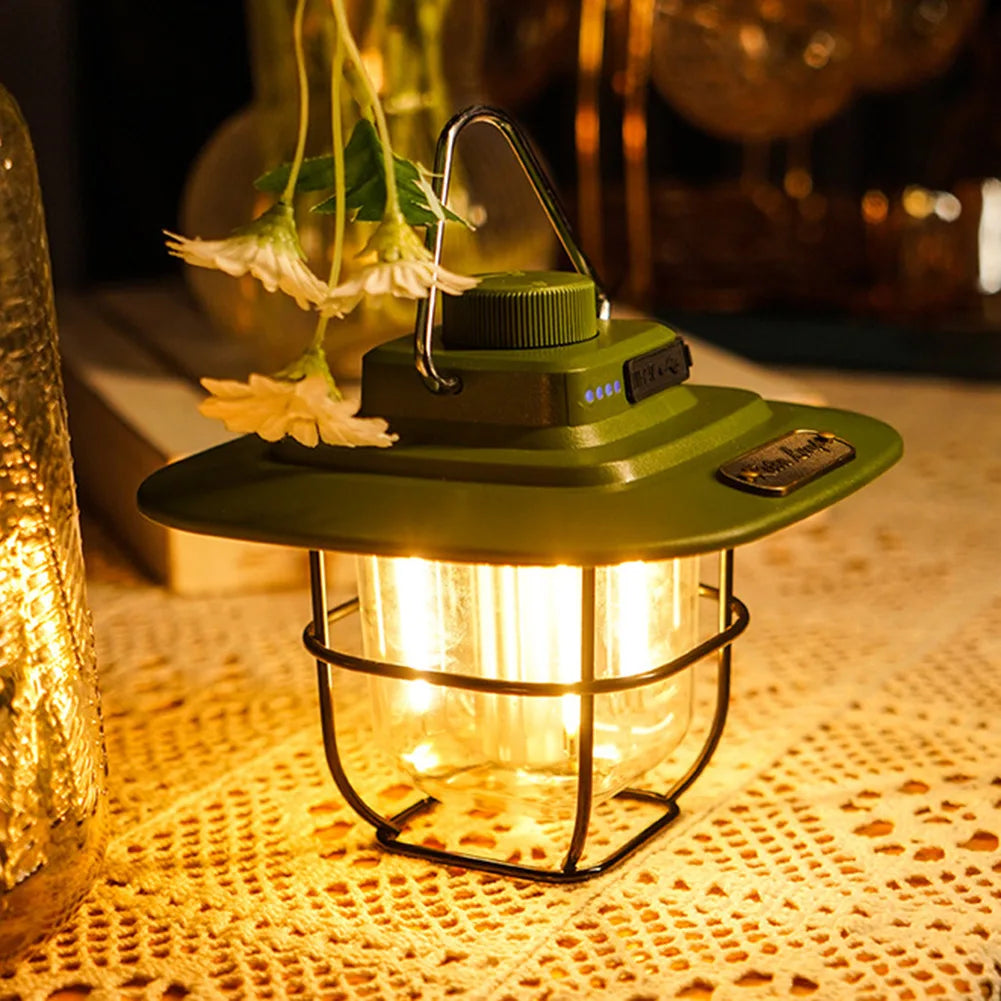 Lampe de camping portable – Éclairage vintage élégant et durable pour plein air