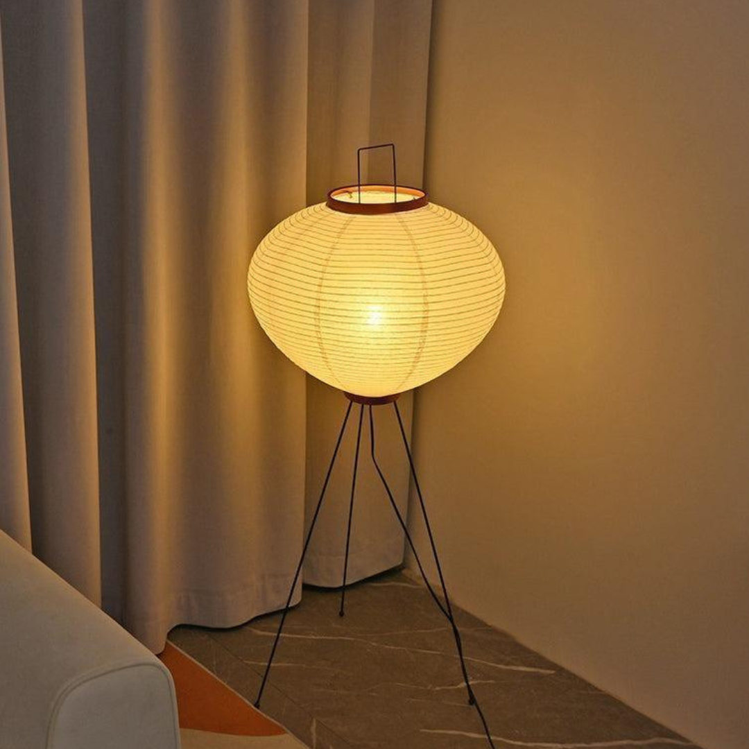 Lampe de sol japonaise – Lampe en papier de riz pour ambiance chaleureuse