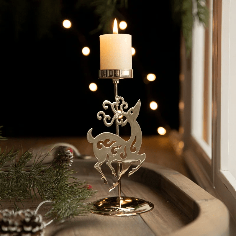 Support bougie chauffe-plat Noël – Décoration arbre étoile festive intérieure
