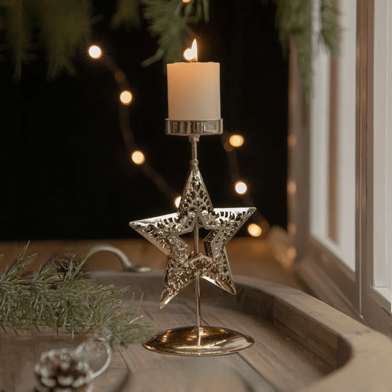 Support bougie chauffe-plat Noël – Décoration arbre étoile festive intérieure