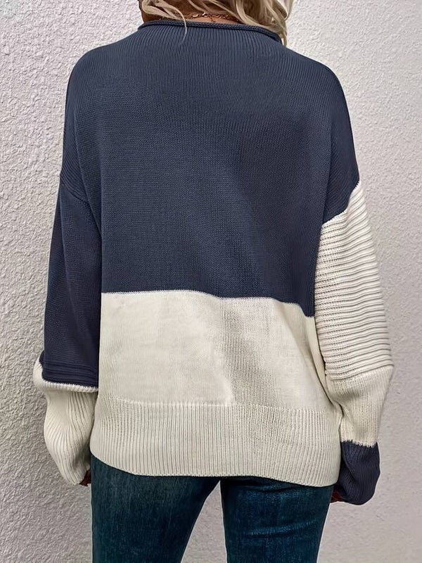 Pull colorblock femme – Sweat-shirt tendance à manches longues et confortable