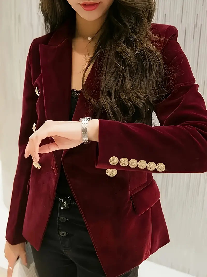 Veste blazer femme velours bordeaux – Élégante et amincissante