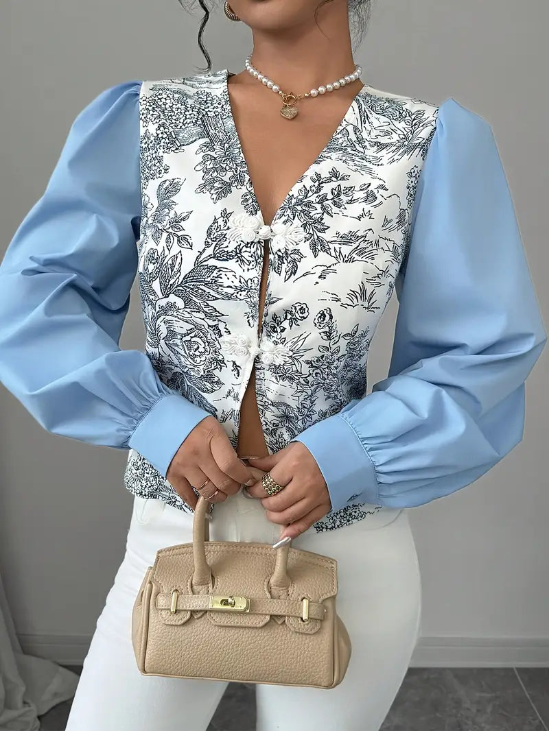 Blouse vintage coton femme – Top à manches bouffantes élégant et léger