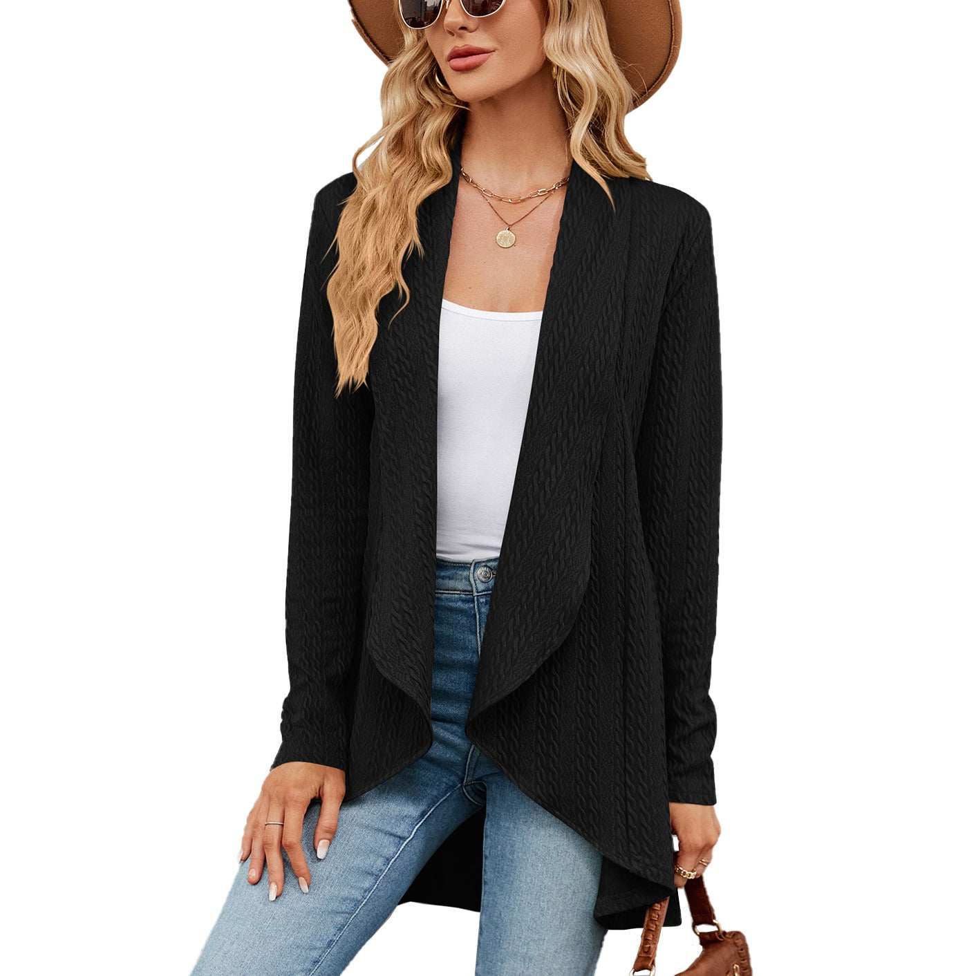 Cardigan décontracté femme – Pull simple et confortable en tricot doux