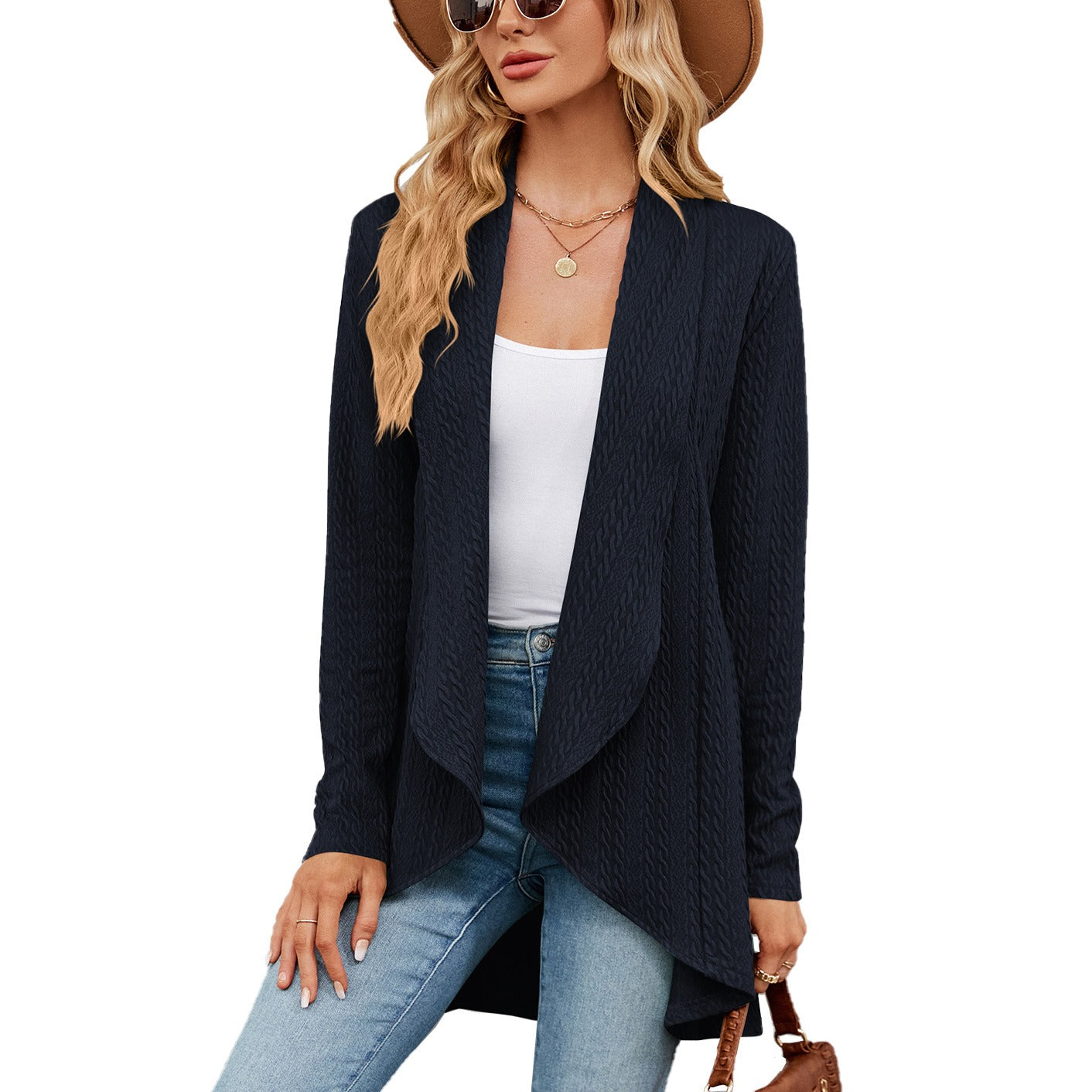 Cardigan décontracté femme – Pull simple et confortable en tricot doux