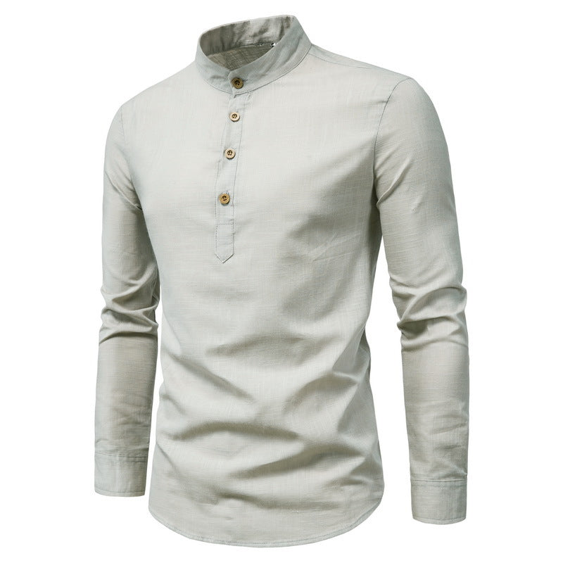 Hauts col montant homme – T-shirt en coton et lin élégant