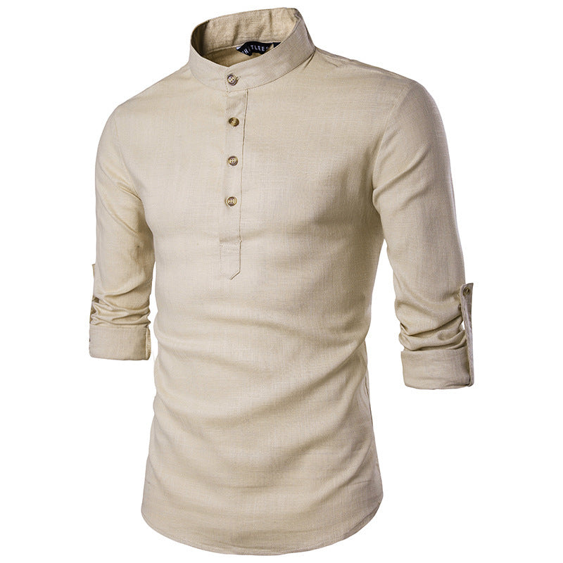 Hauts col montant homme – T-shirt en coton et lin élégant