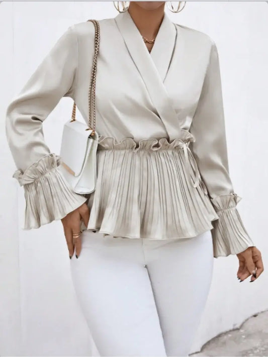 Blouse satin élégante femme – Top chic et fluide pour soirée