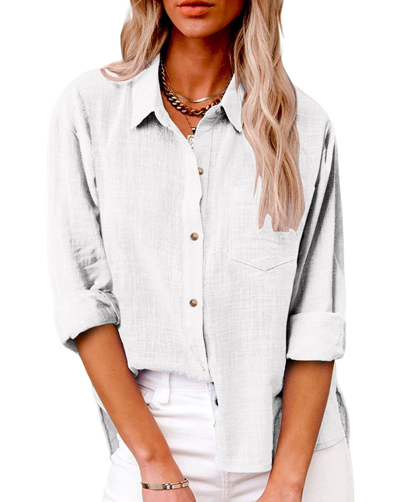 Chemise à manches longues femme – Chemise élégante avec poches poitrine et coupe moderne