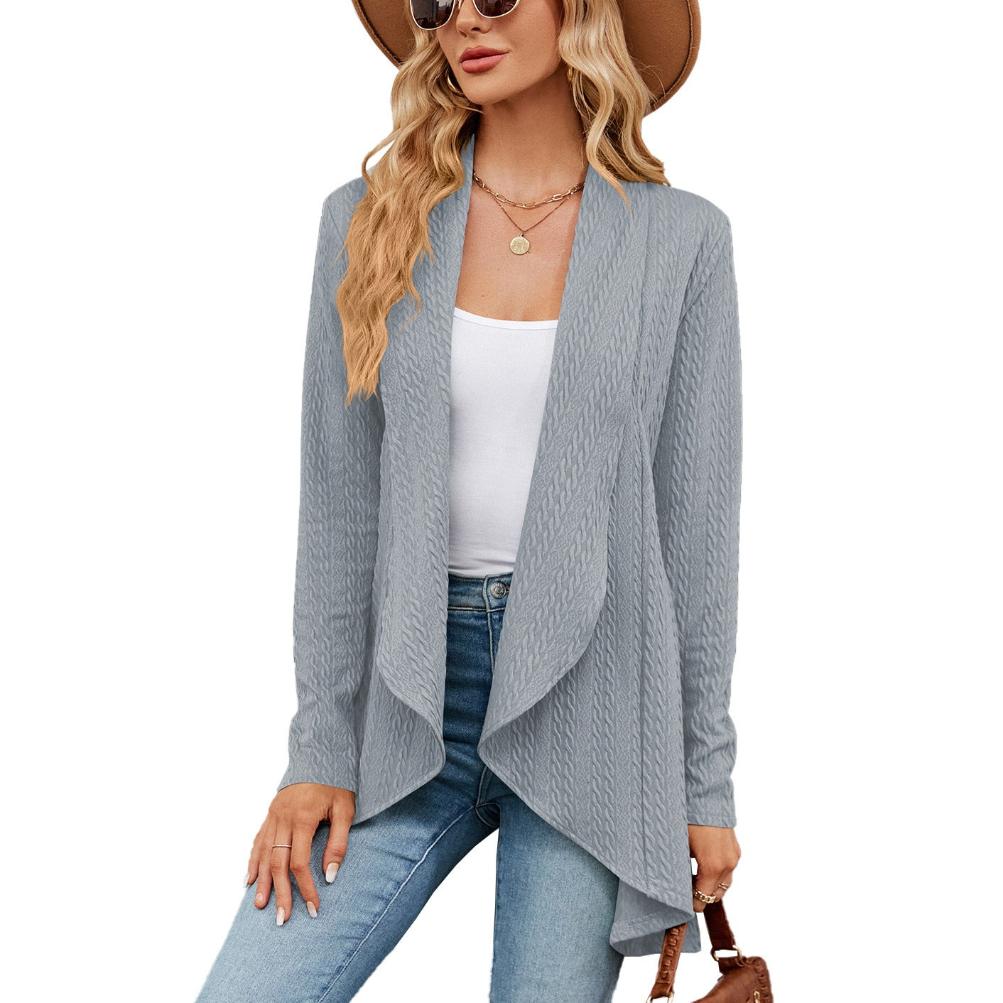 Cardigan décontracté femme – Pull simple et confortable en tricot doux