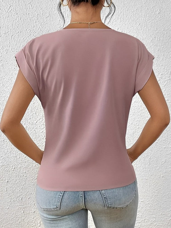 Chemise à manches courtes femme – Chemise élégante avec détail de bouton chic et confortable