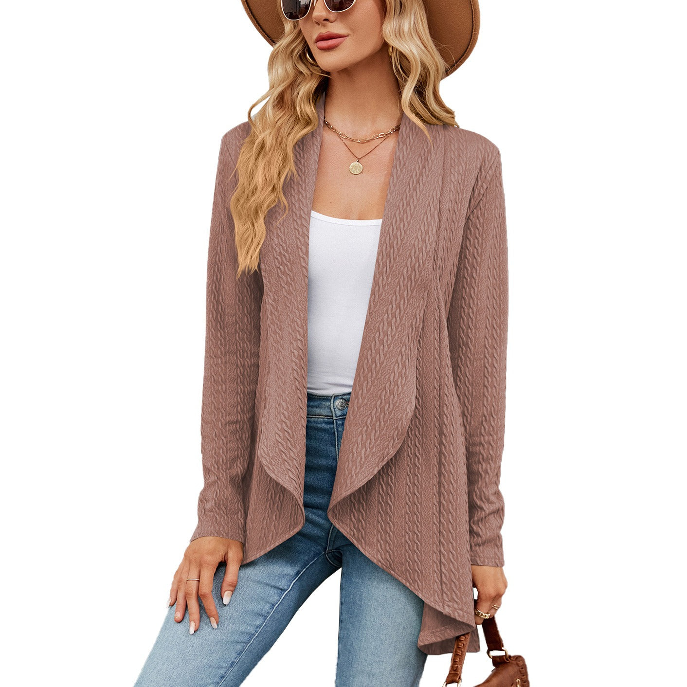 Cardigan décontracté femme – Pull simple et confortable en tricot doux