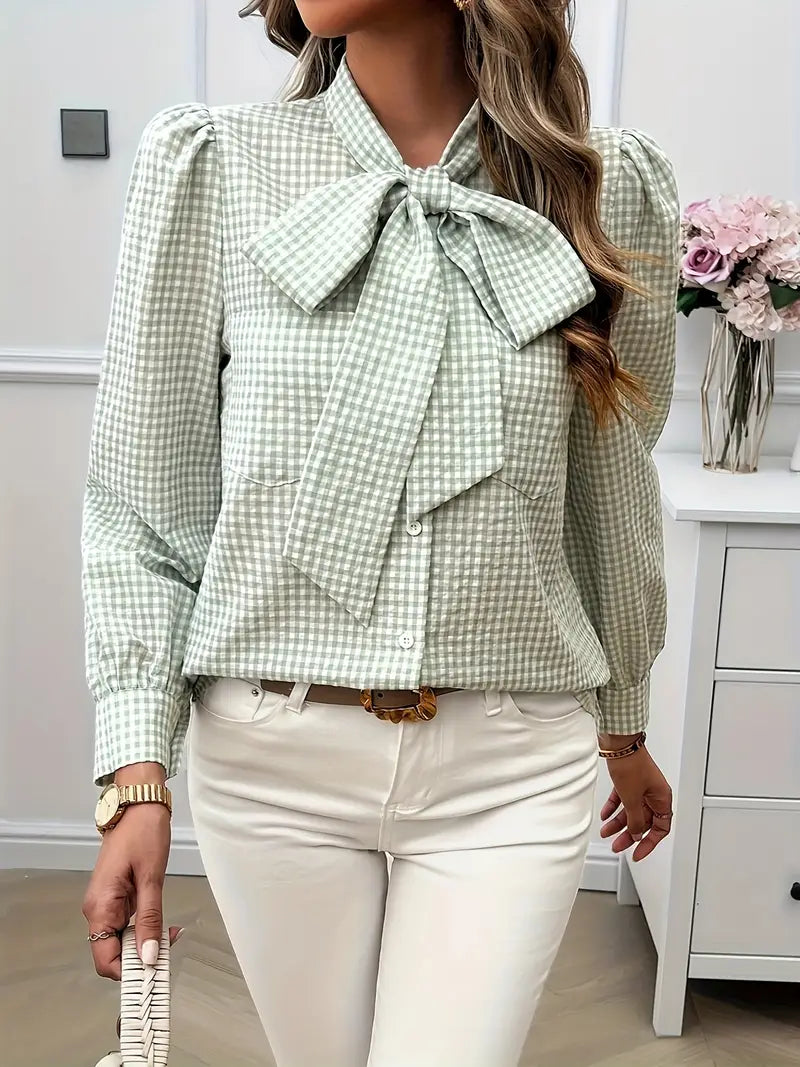 Blouse en coton femme – Top chic avec nœud élégant