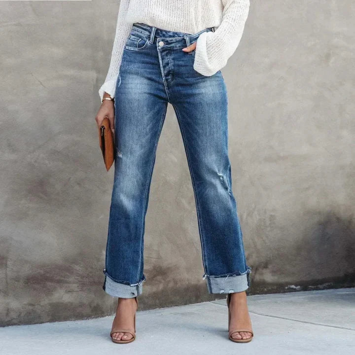 Jean taille haute femme – Pantalon élégant en denim pour look tendance