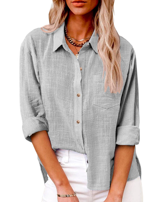 Chemise à manches longues femme – Chemise élégante avec poches poitrine et coupe moderne