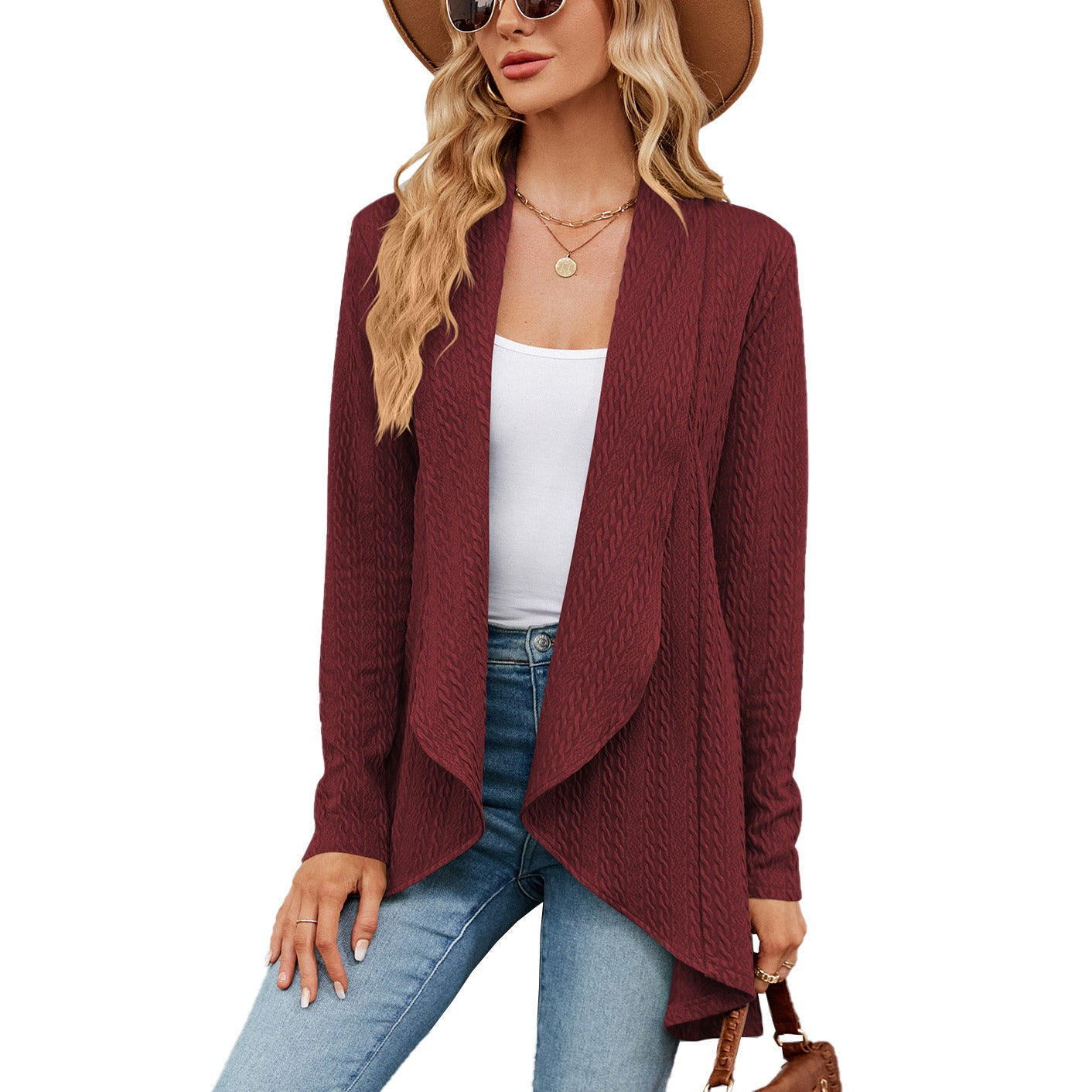 Cardigan décontracté femme – Pull simple et confortable en tricot doux