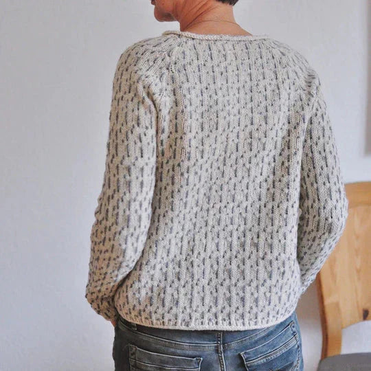 Pull gris femme – Joli pull col rond en tricot doux et élégant