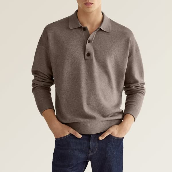 Polo décontracté homme – T-shirt à manches longues en coton doux et léger