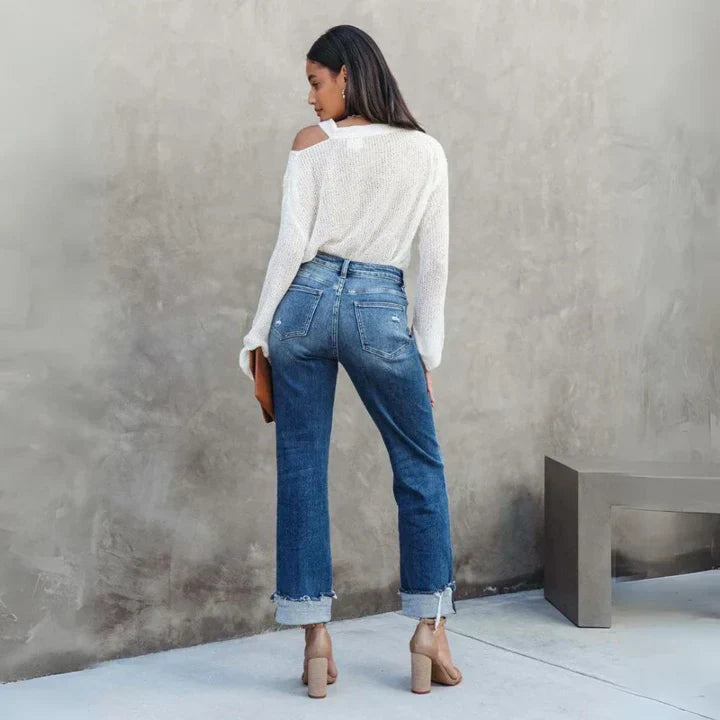 Jean taille haute femme – Pantalon élégant en denim pour look tendance