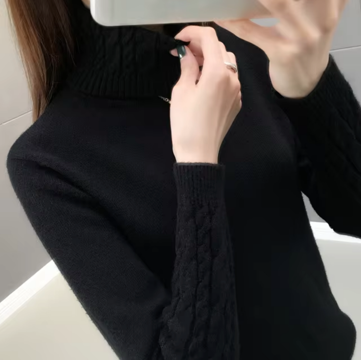 Pull en laine col roulé femme – Pull chaud et élégant pour l'hiver