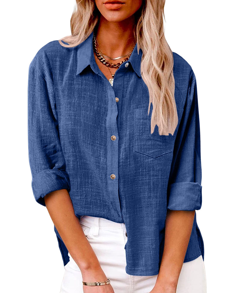 Chemise à manches longues femme – Chemise élégante avec poches poitrine et coupe moderne