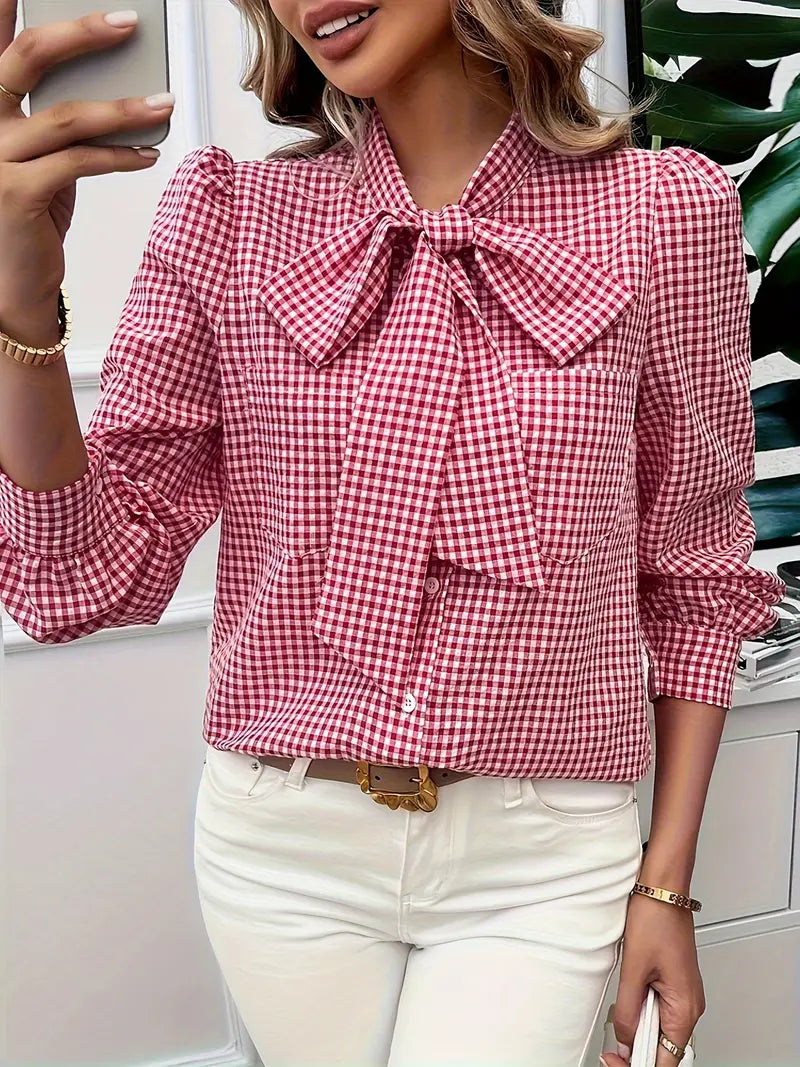 Blouse en coton femme – Top chic avec nœud élégant