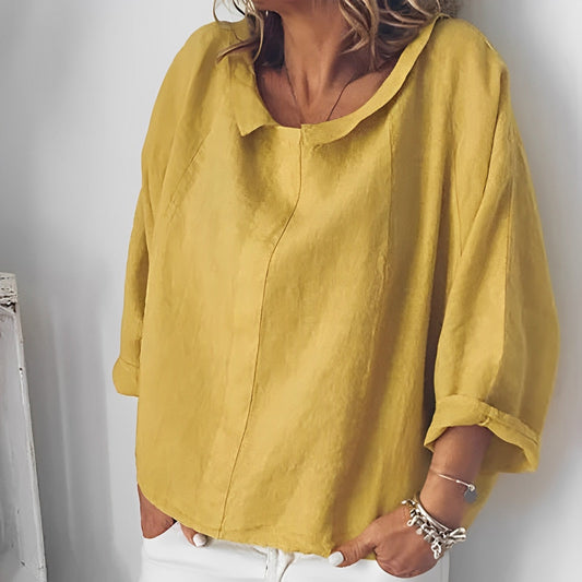 Blouse en lin décontractée femme – Haut léger avec col casual