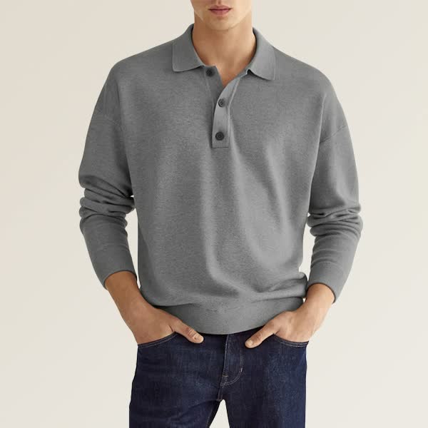 Polo décontracté homme – T-shirt à manches longues en coton doux et léger