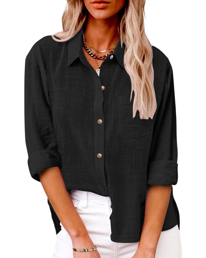 Chemise à manches longues femme – Chemise élégante avec poches poitrine et coupe moderne