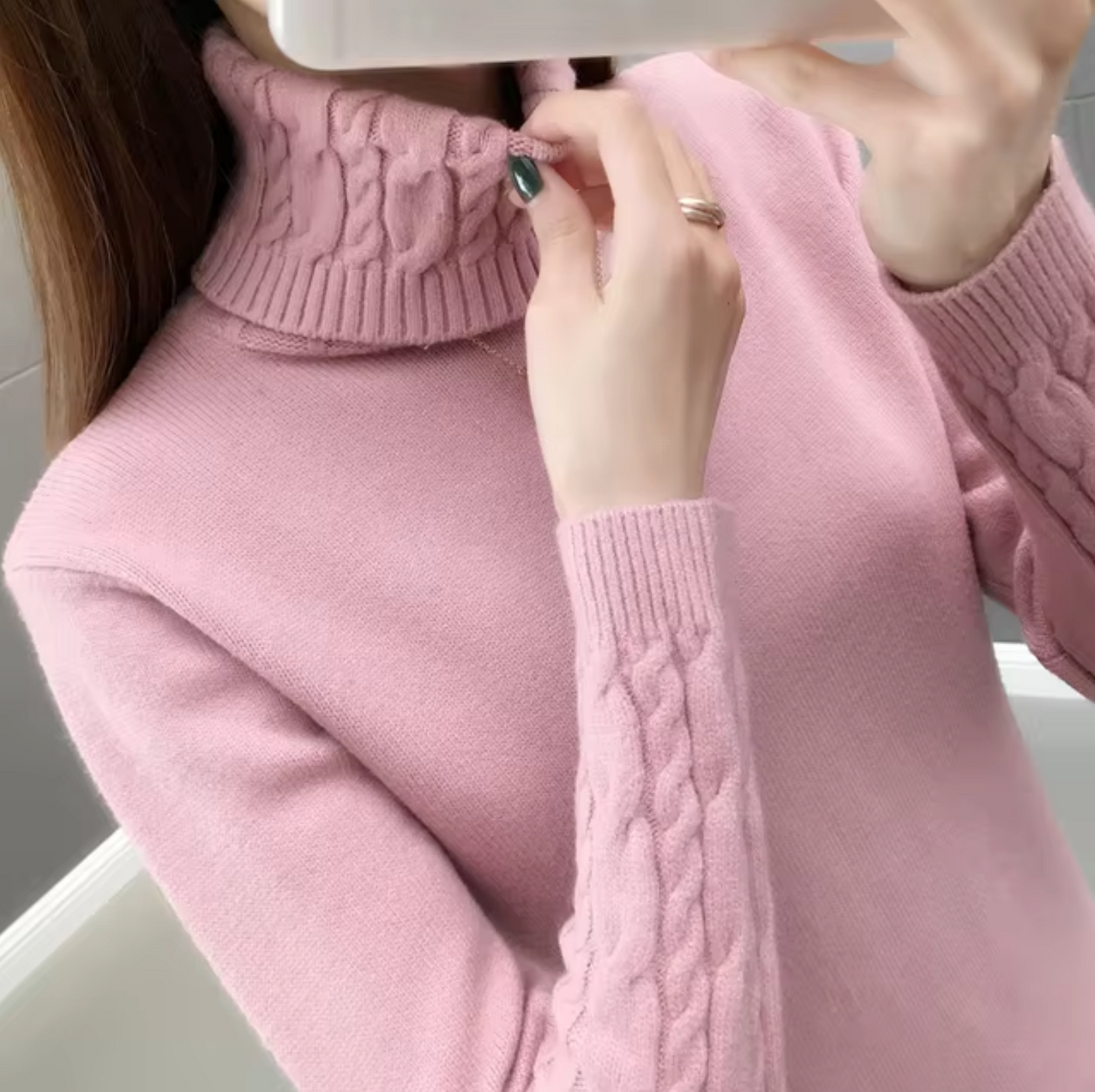 Pull en laine col roulé femme – Pull chaud et élégant pour l'hiver