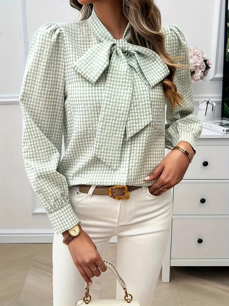 Blouse en coton femme – Top chic avec nœud élégant