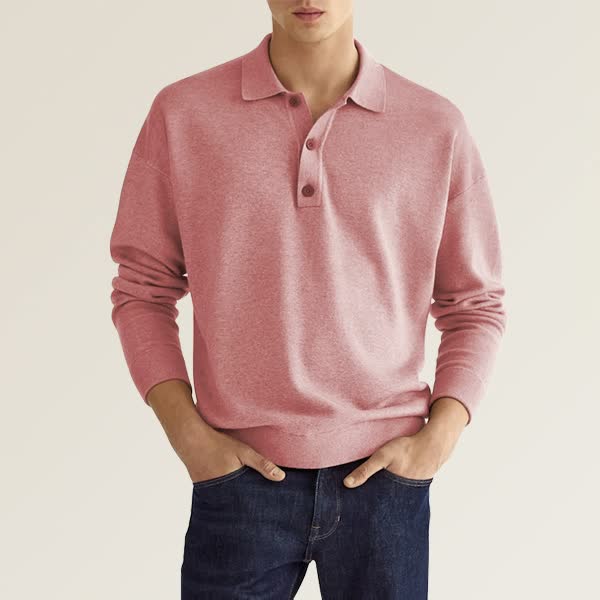 Polo décontracté homme – T-shirt à manches longues en coton doux et léger