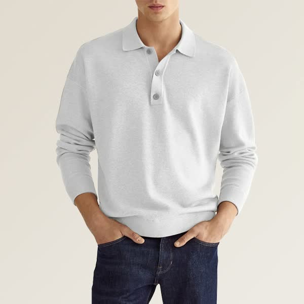 Polo décontracté homme – T-shirt à manches longues en coton doux et léger