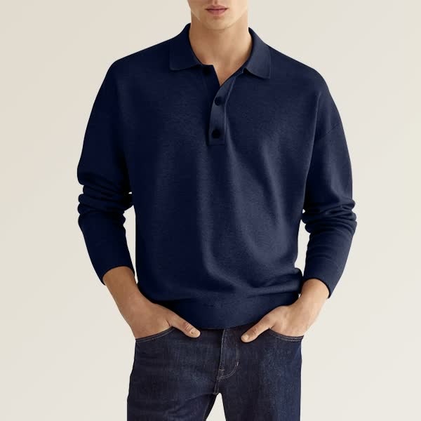 Polo décontracté homme – T-shirt à manches longues en coton doux et léger