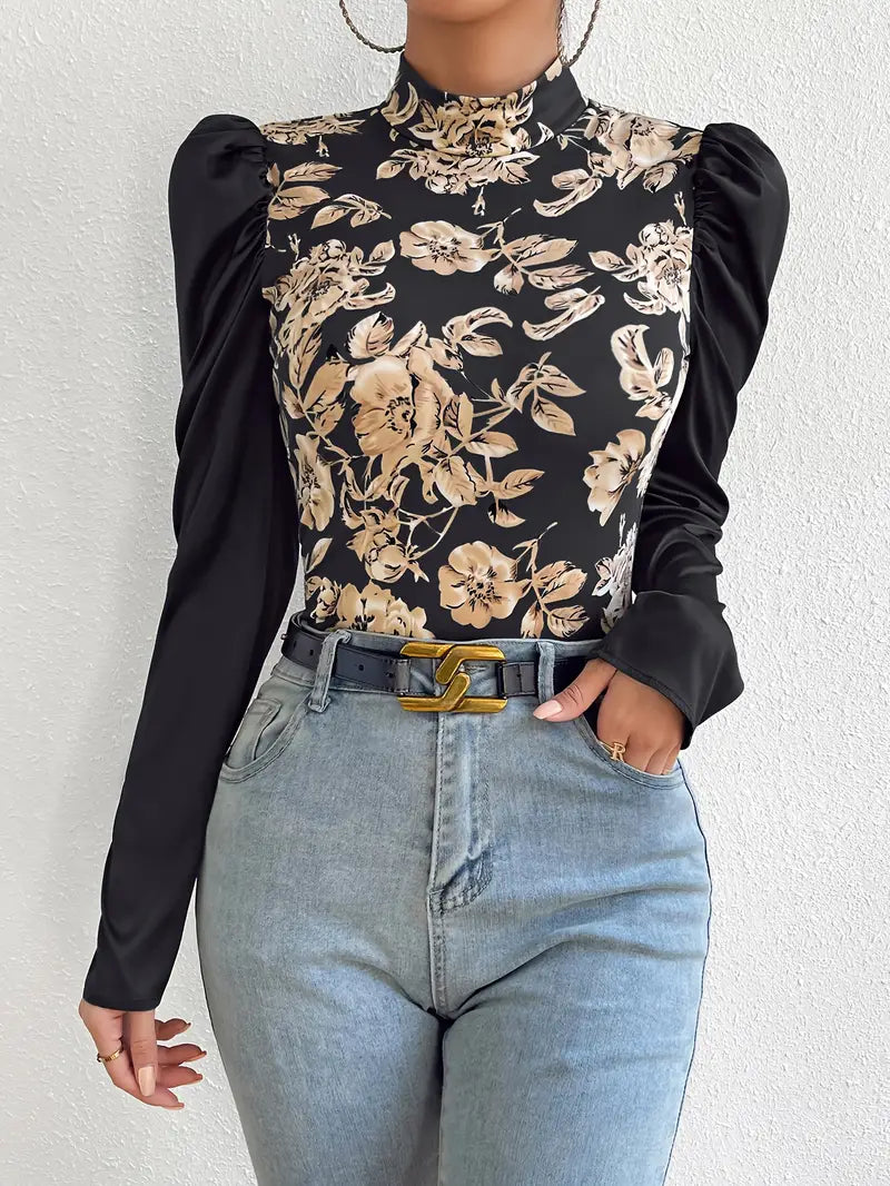 Top en satin femme – Haut floral élégant pour soirée chic