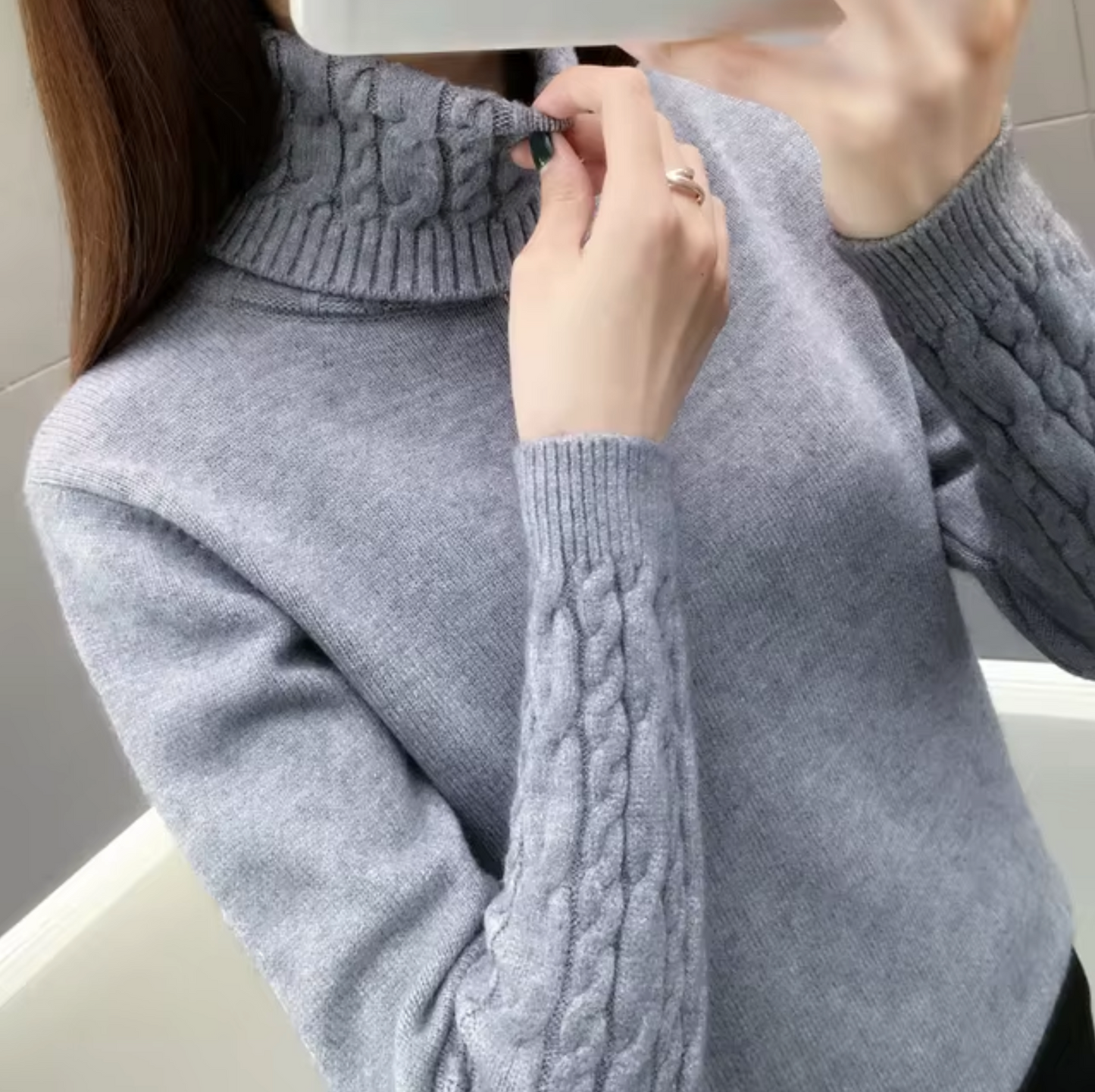 Pull en laine col roulé femme – Pull chaud et élégant pour l'hiver