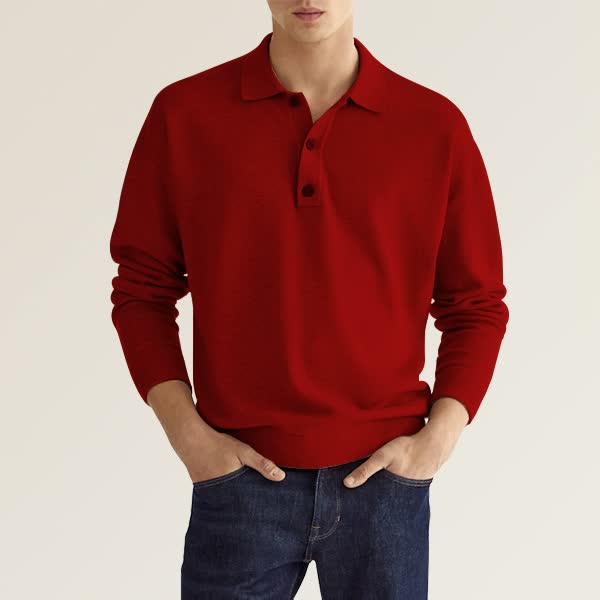 Polo décontracté homme – T-shirt à manches longues en coton doux et léger