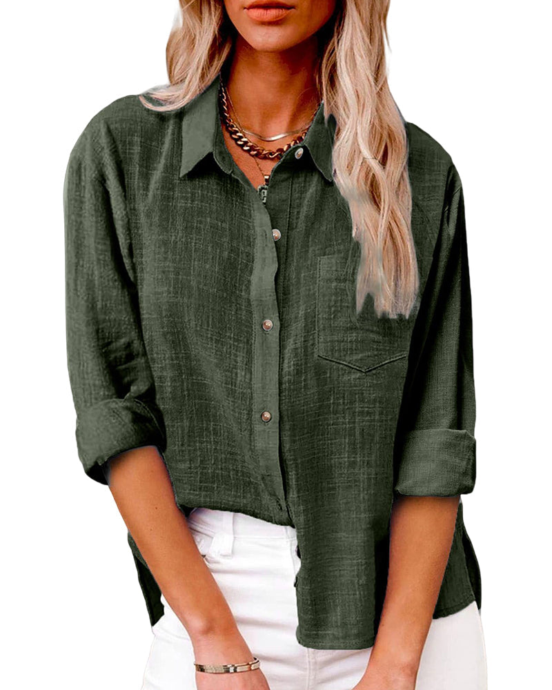 Chemise à manches longues femme – Chemise élégante avec poches poitrine et coupe moderne