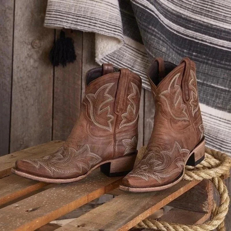 Bottes cowboy cuir brodées – Chaussures western élégantes et confortables