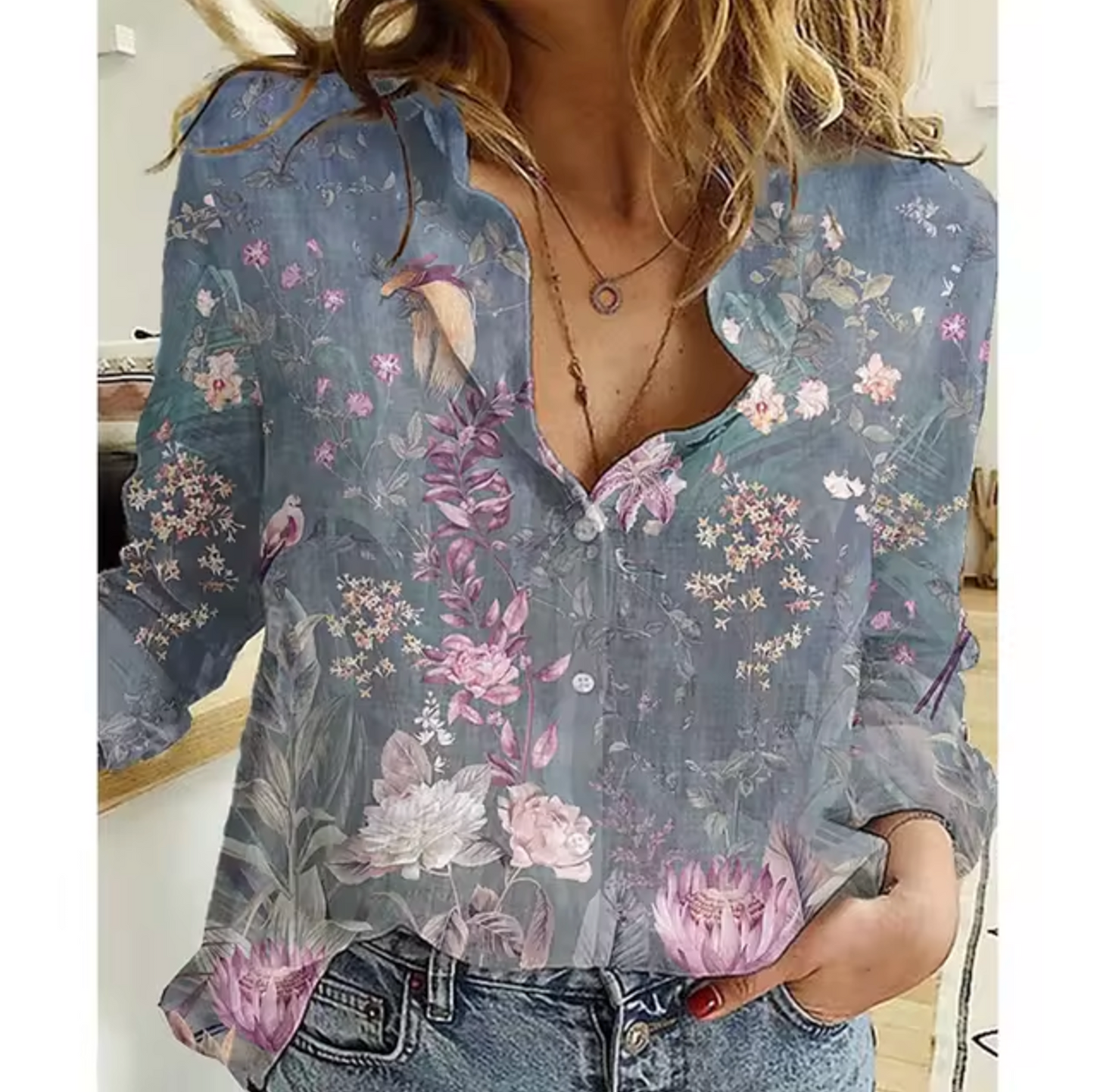 Blouse femme fleurie – Haut léger à motif floral élégant