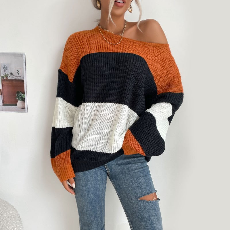 Pull en tricot femme – Pull rayé coloré léger et tendance