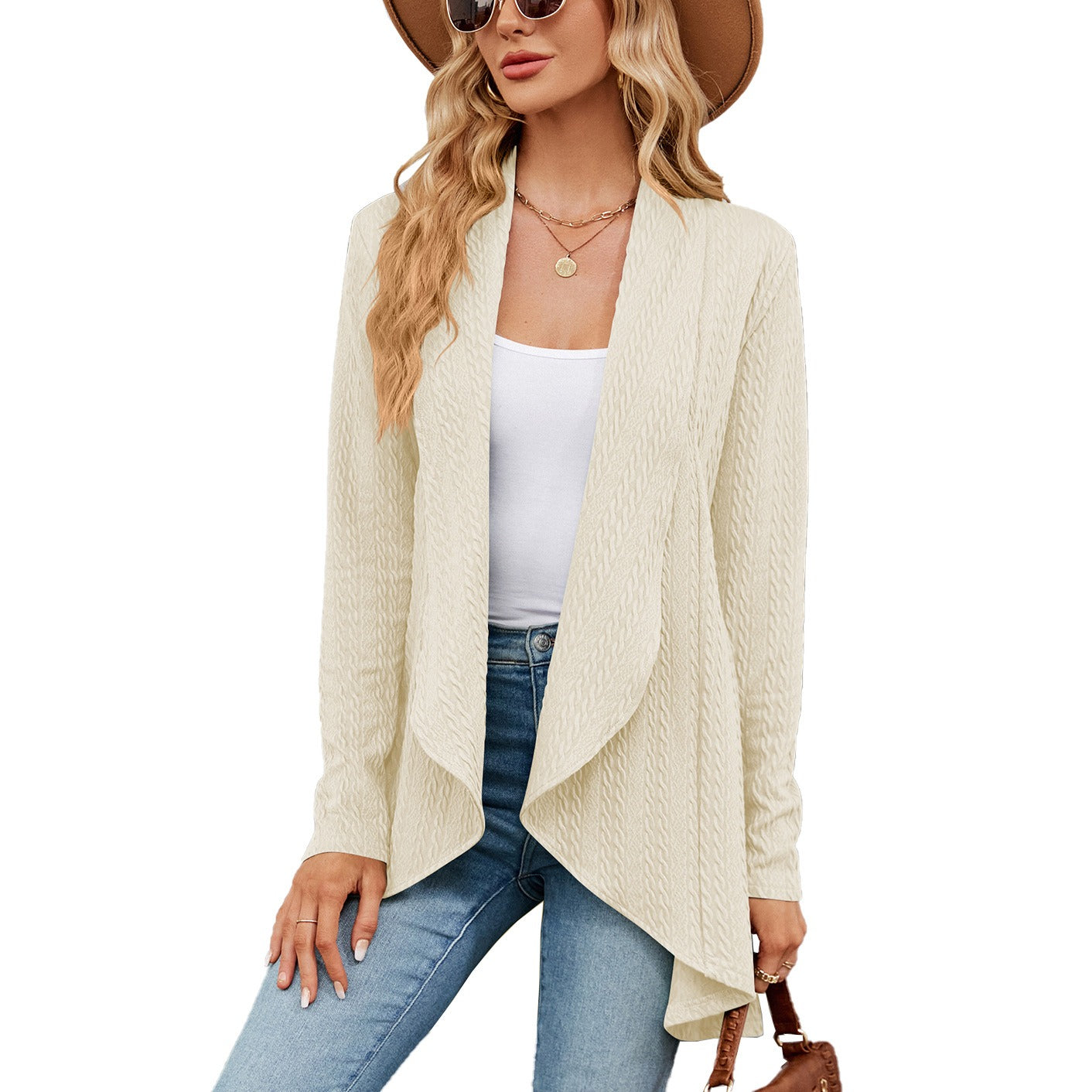 Cardigan décontracté femme – Pull simple et confortable en tricot doux