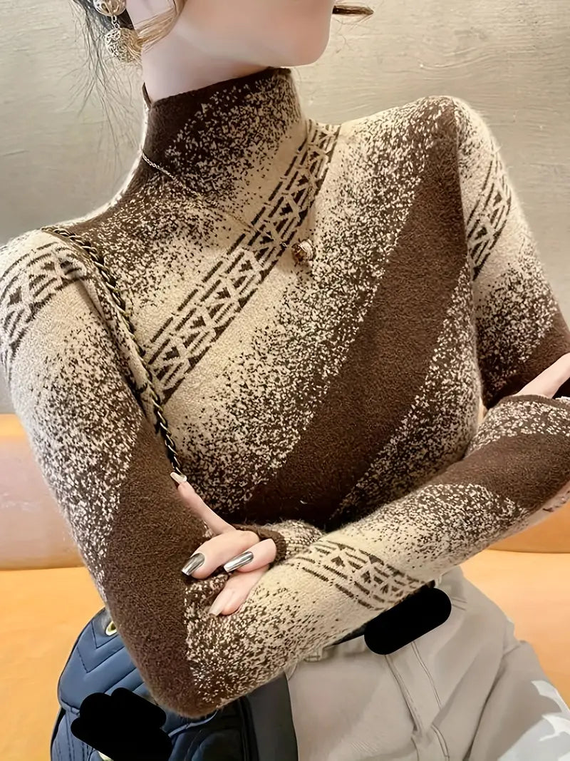 Pull en tricot rayé élégant – Pull chic femme à manches longues et design tendance