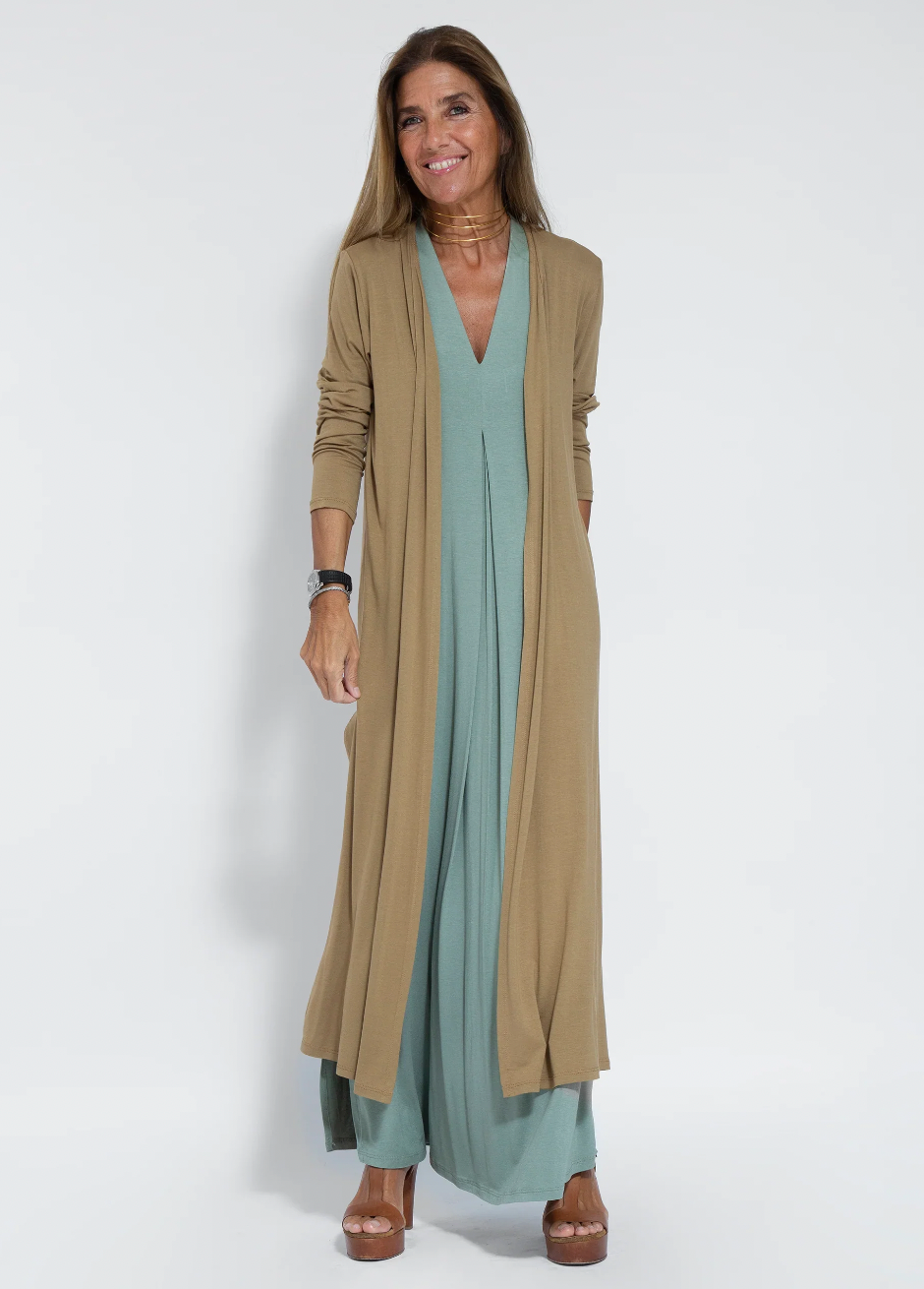 Robe longue amincissante femme – Ensemble élégant avec gilet chic