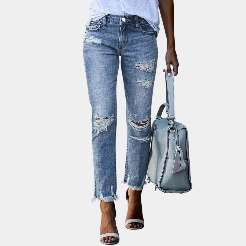 Romilly - jeans tendance pour femmes avec un cool effet détruit