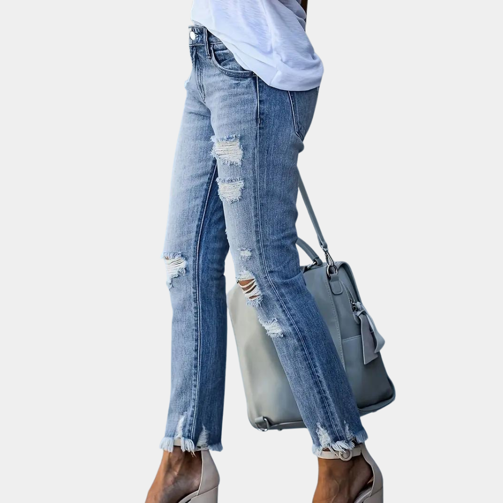 Romilly - jeans tendance pour femmes avec un cool effet détruit