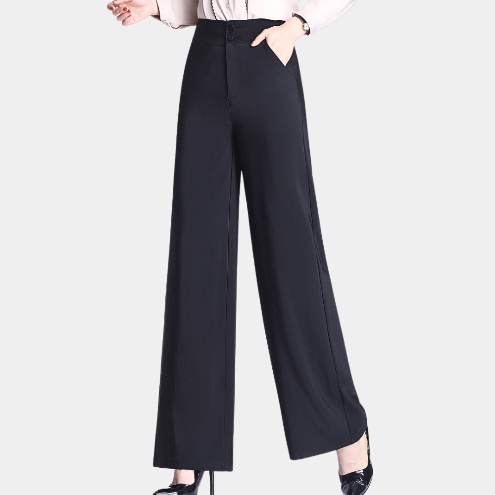 Weronika - pantalon taille haute stylé avec des jambes fluides pour femmes