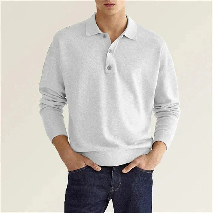 Polo à manches longues homme – T-shirt élégant en coton doux et confortable